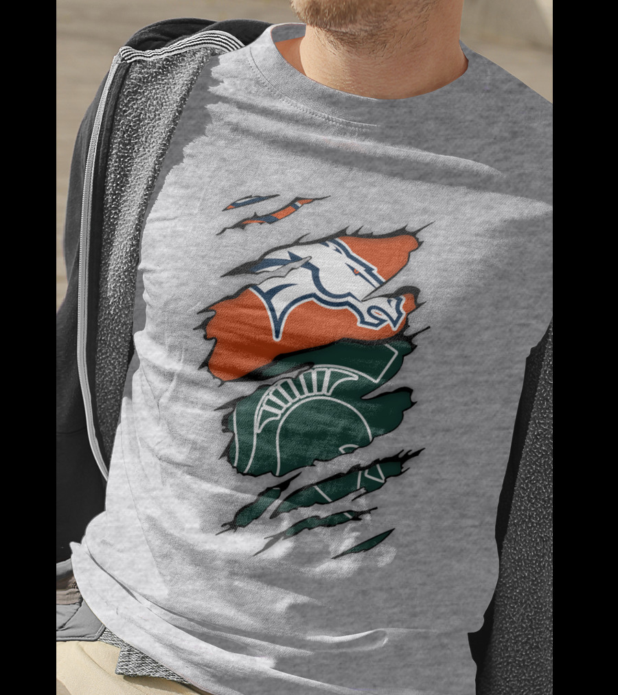 Denver Broncos Michigan State Spartan Helmet T-Shirt