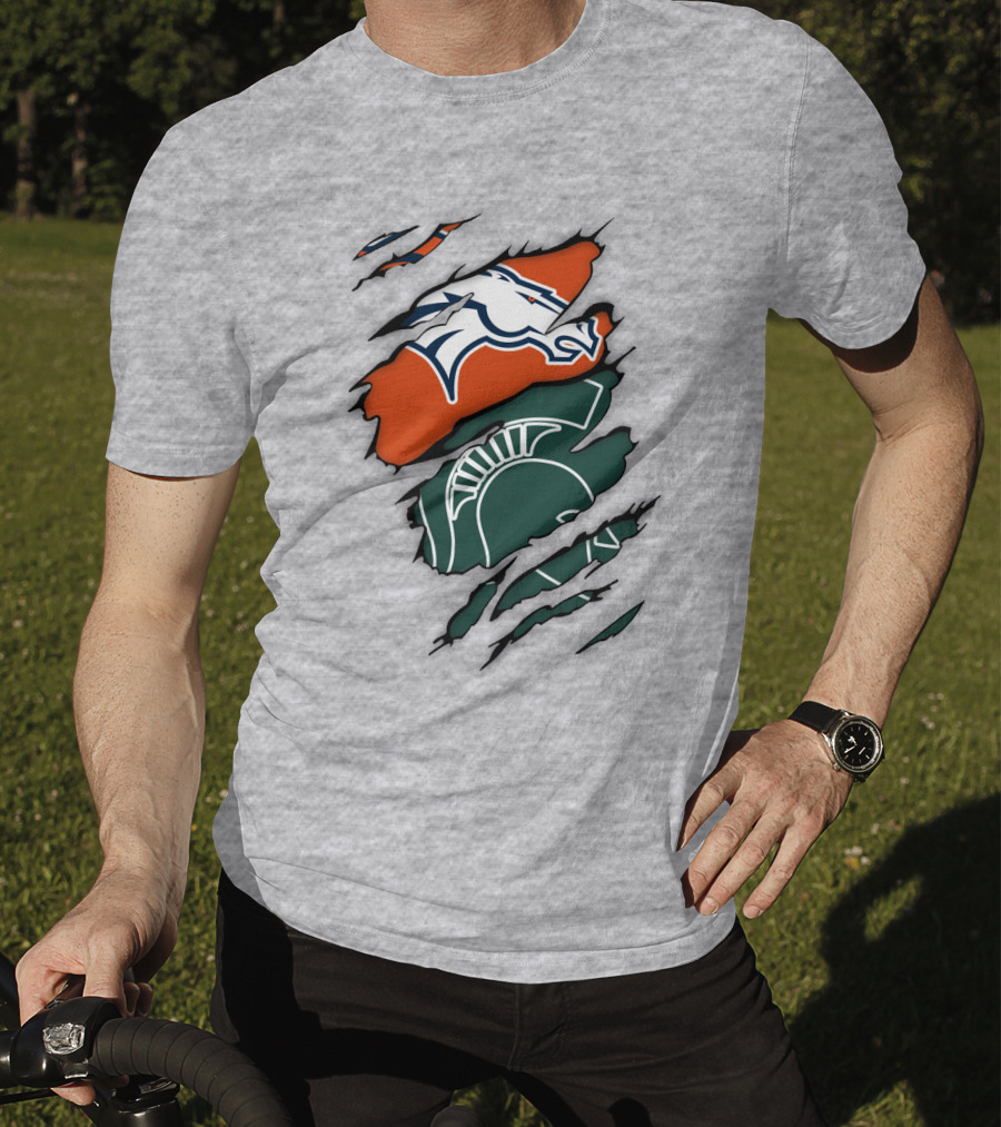 Denver Broncos Michigan State Spartan Helmet T-Shirt