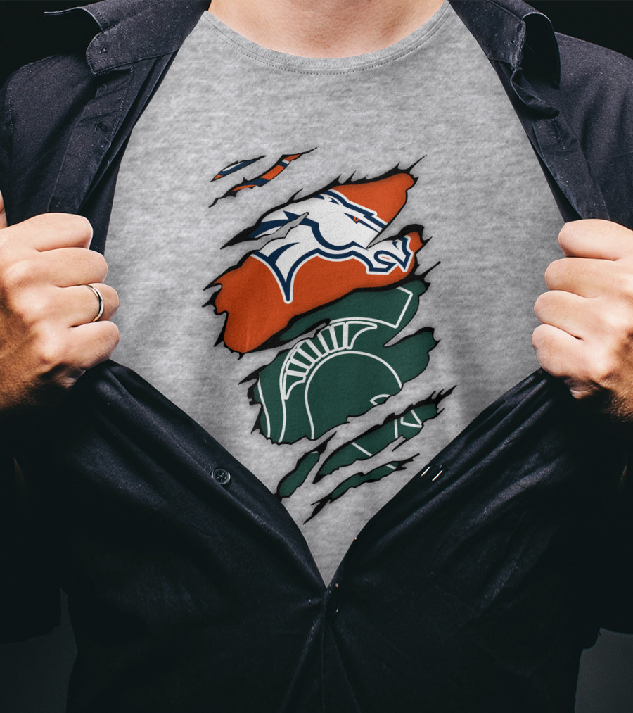 Denver Broncos Michigan State Spartan Helmet T-Shirt