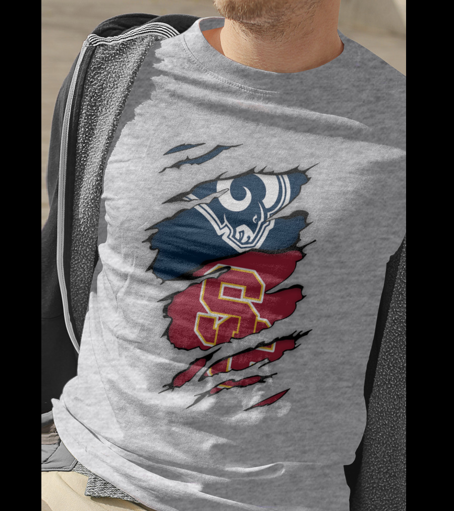 Los Angeles Rams Usc Trojans Logo Fusion T-Shirt
