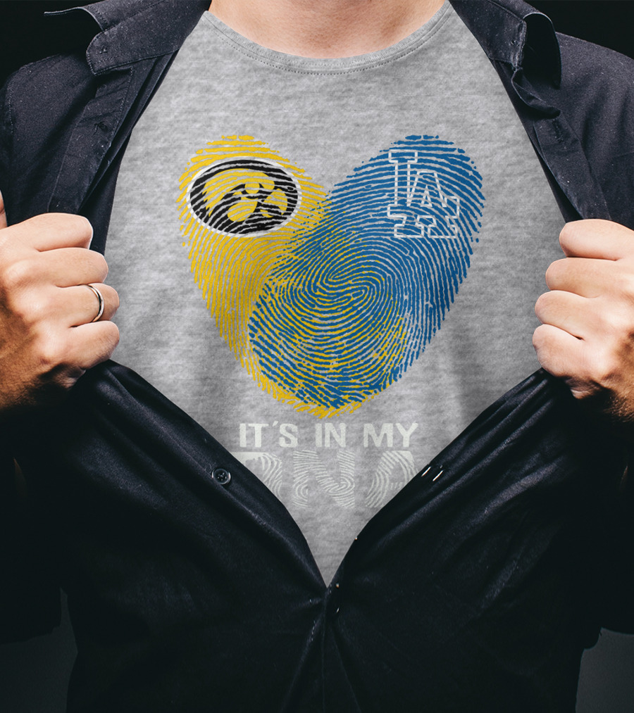 It's In My DNA Los Angeles Dodgers Iowa Hawkeye Fingerprint T-Shirt