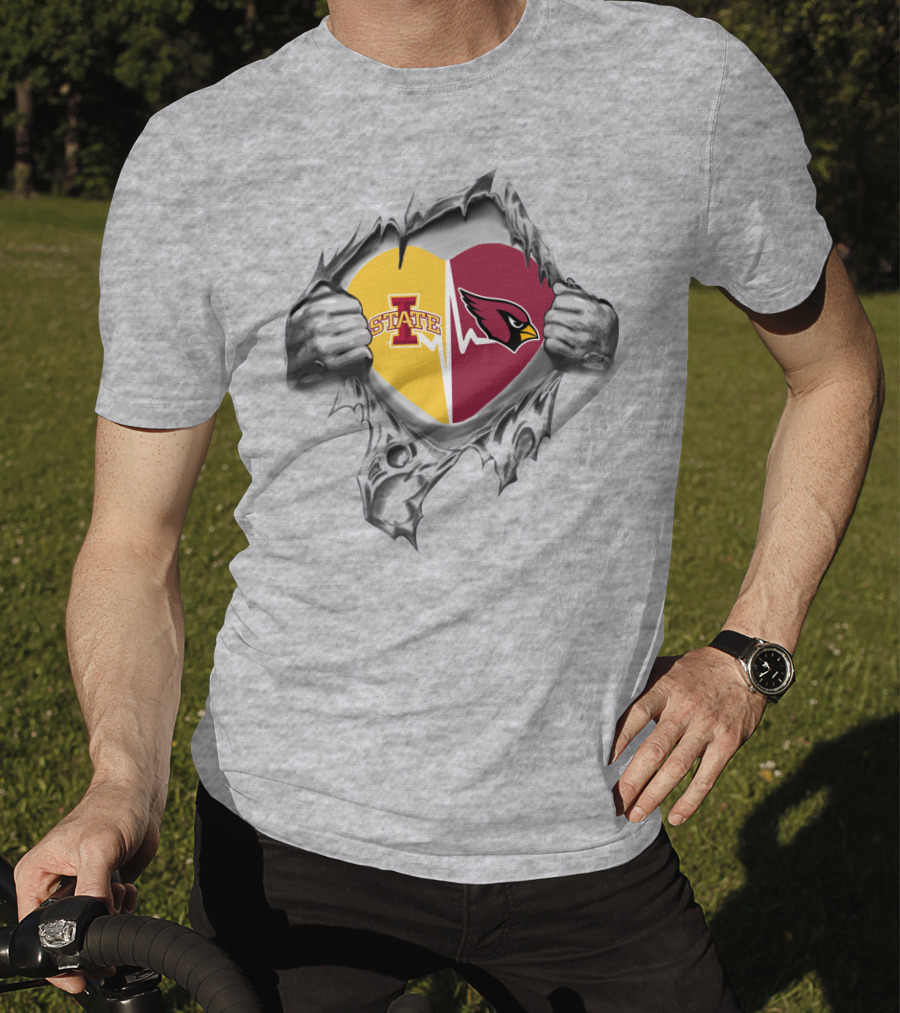 Iowa State Cyclones Arizona Cardinals Heart Fusion T-Shirt