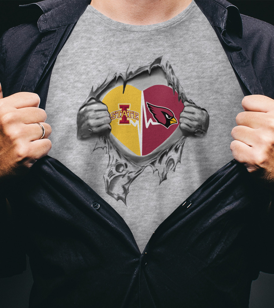 Iowa State Cyclones Arizona Cardinals Heart Fusion T-Shirt