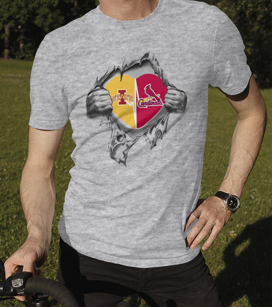 Iowa State Cyclones St Louis Cardinals Heart Hands T-Shirt