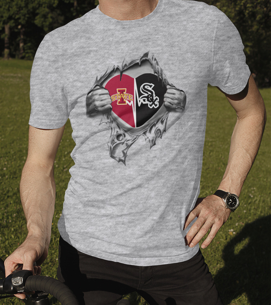Iowa State Heart Chicago White Sox Torn Chest T-Shirt