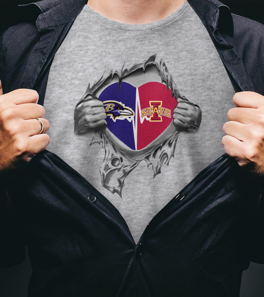 Baltimore Ravens Iowa State Cyclones Heart T-Shirt