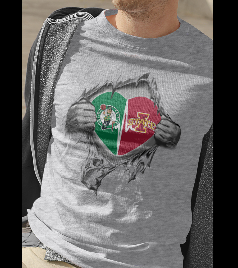 Boston Celtics Iowa State Heart Rip T-Shirt