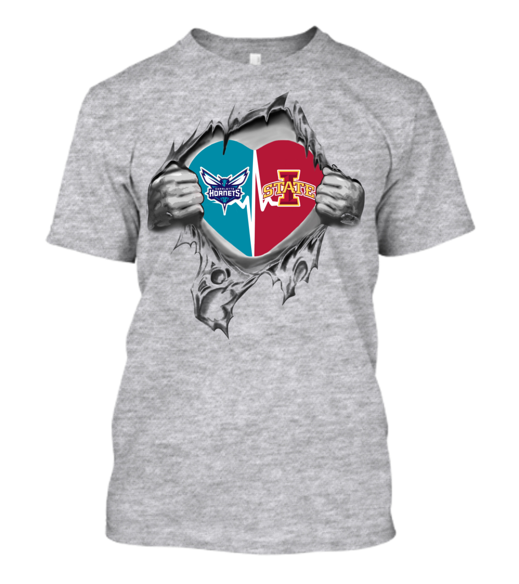 Hornets Heart Torn Iowa State T-Shirt