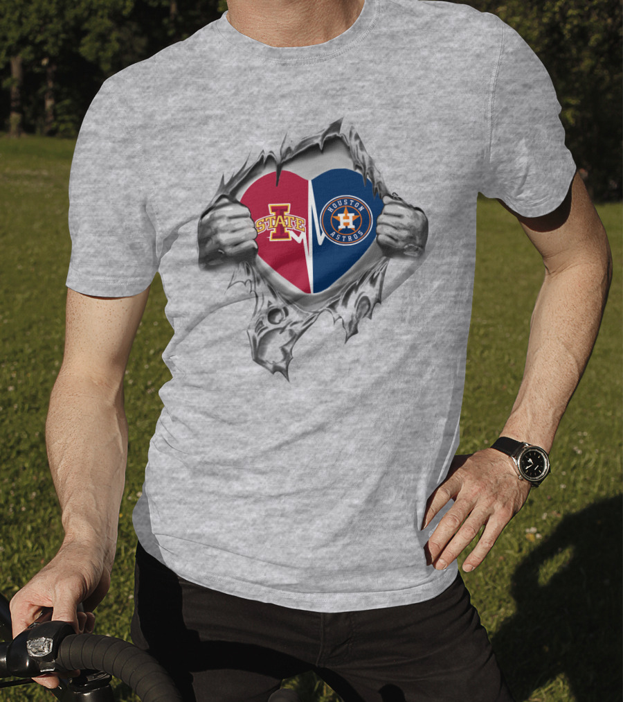 Iowa State Cyclones Houston Astros Torn Heart T-Shirt