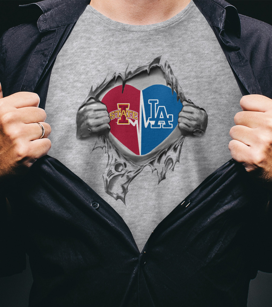 Iowa State LA Dodgers Heart Torn T-Shirt