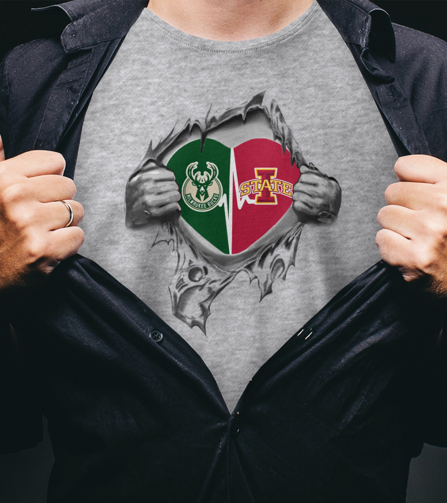 Milwaukee Bucks Iowa State Heart T-Shirt
