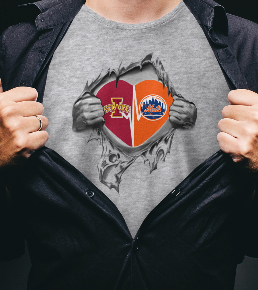 Iowa State Cyclones Heart New York Mets Collaboration Duo T-Shirt