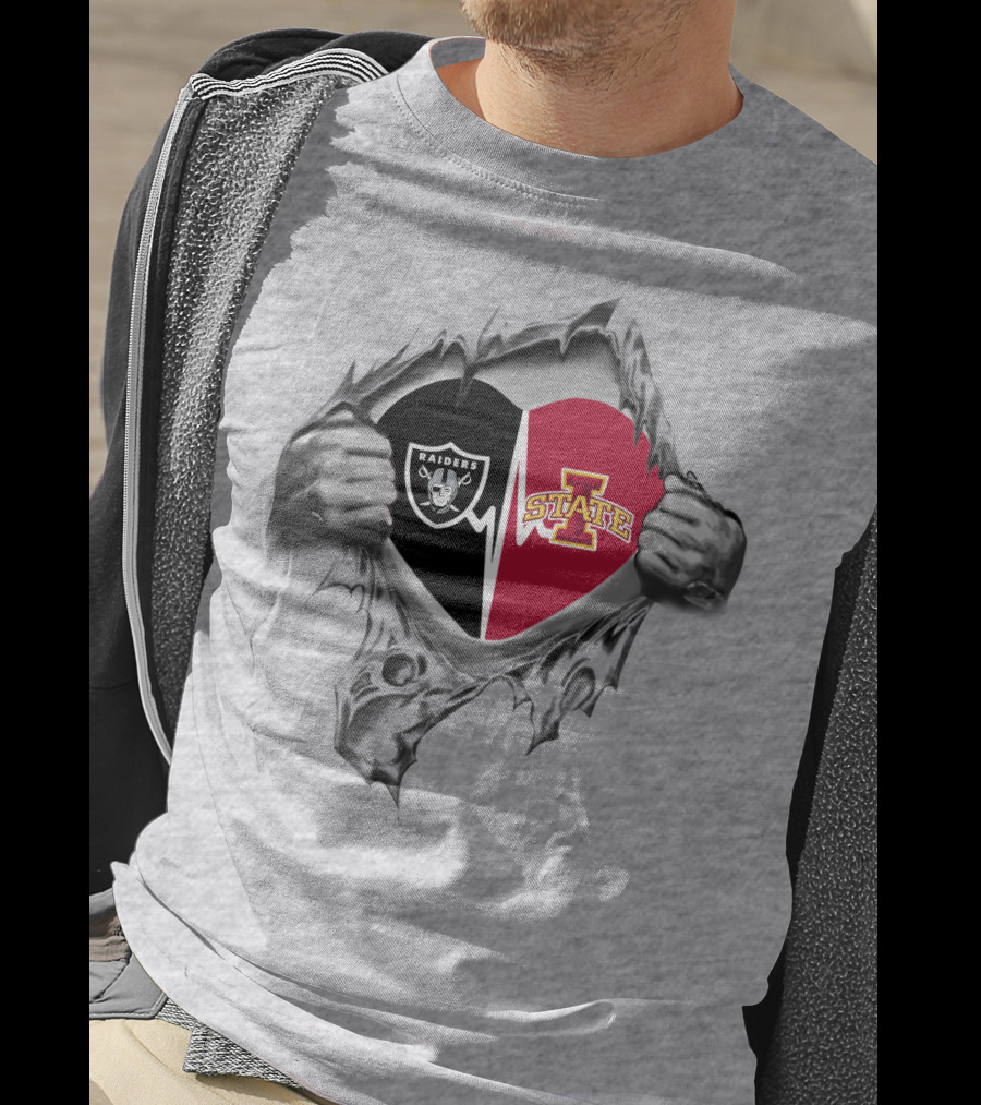 Iowa State Cyclones Raiders Team Logo Heart Fusion T-Shirt