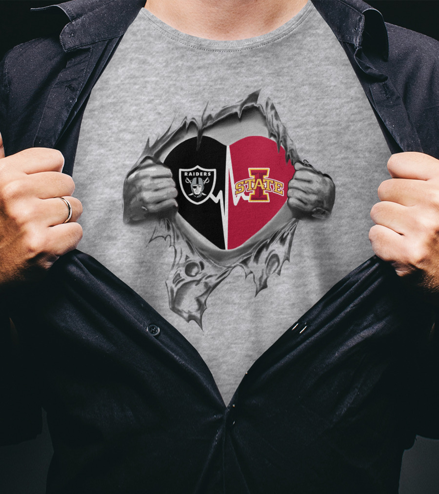 Iowa State Cyclones Raiders Team Logo Heart Fusion T-Shirt
