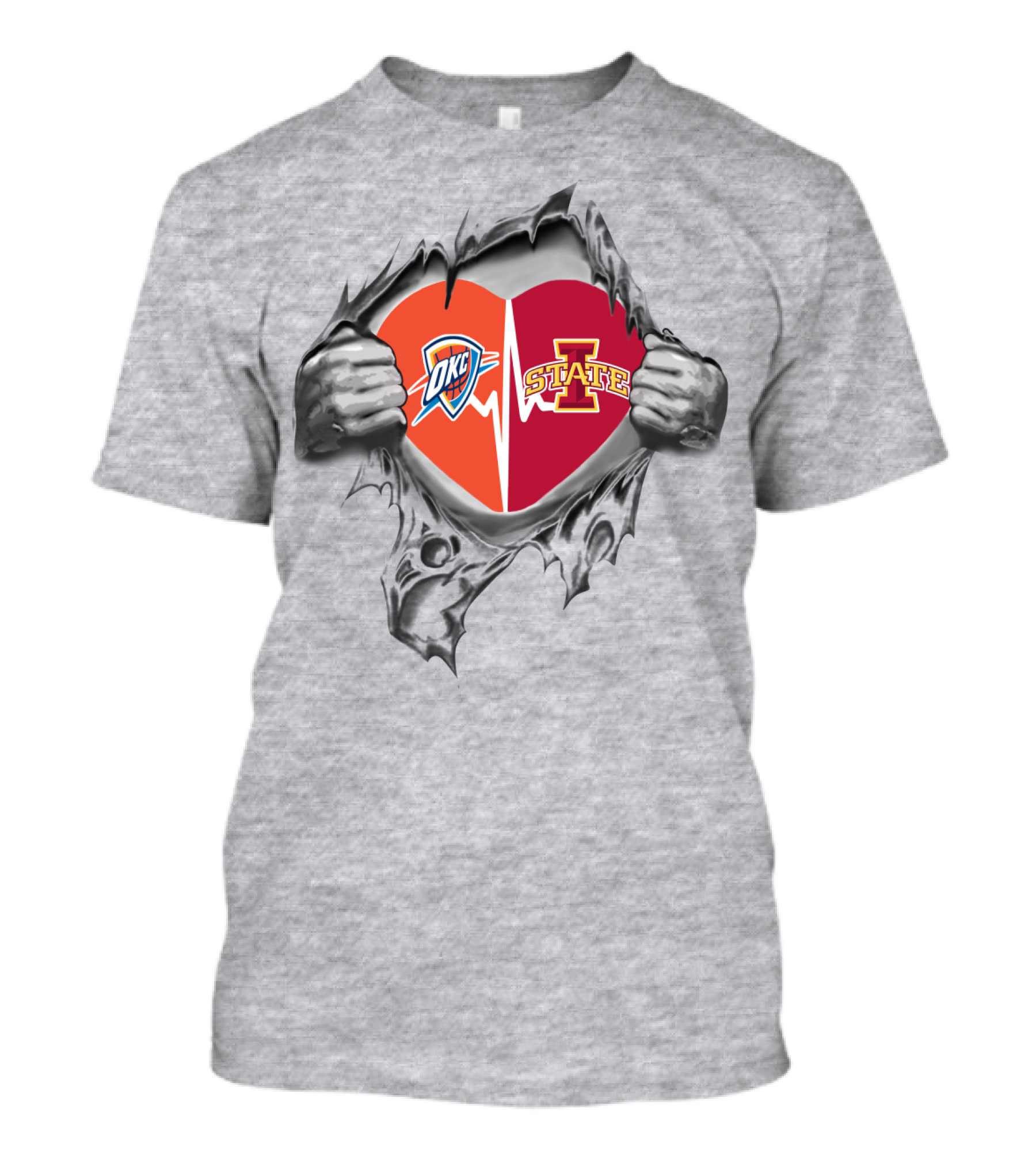 Iowa State Cyclones Oklahoma City Thunder Heart Torn T-Shirt