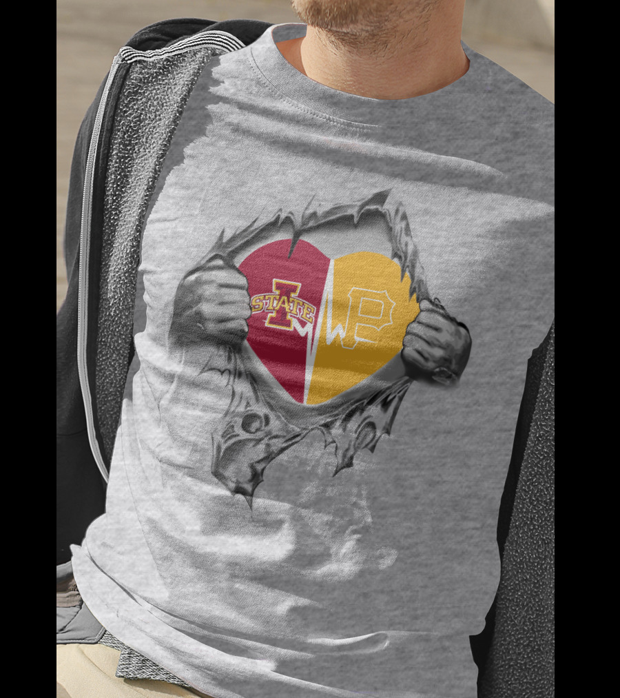 Iowa State Pittsburgh Pirates Heartbeat Split T-Shirt