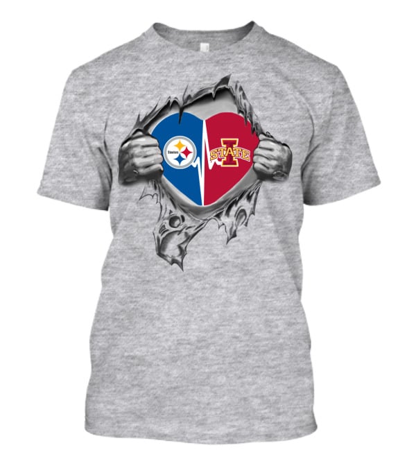 Heart Of Iowa State And Pittsburgh Steelers Loyalty T-Shirt
