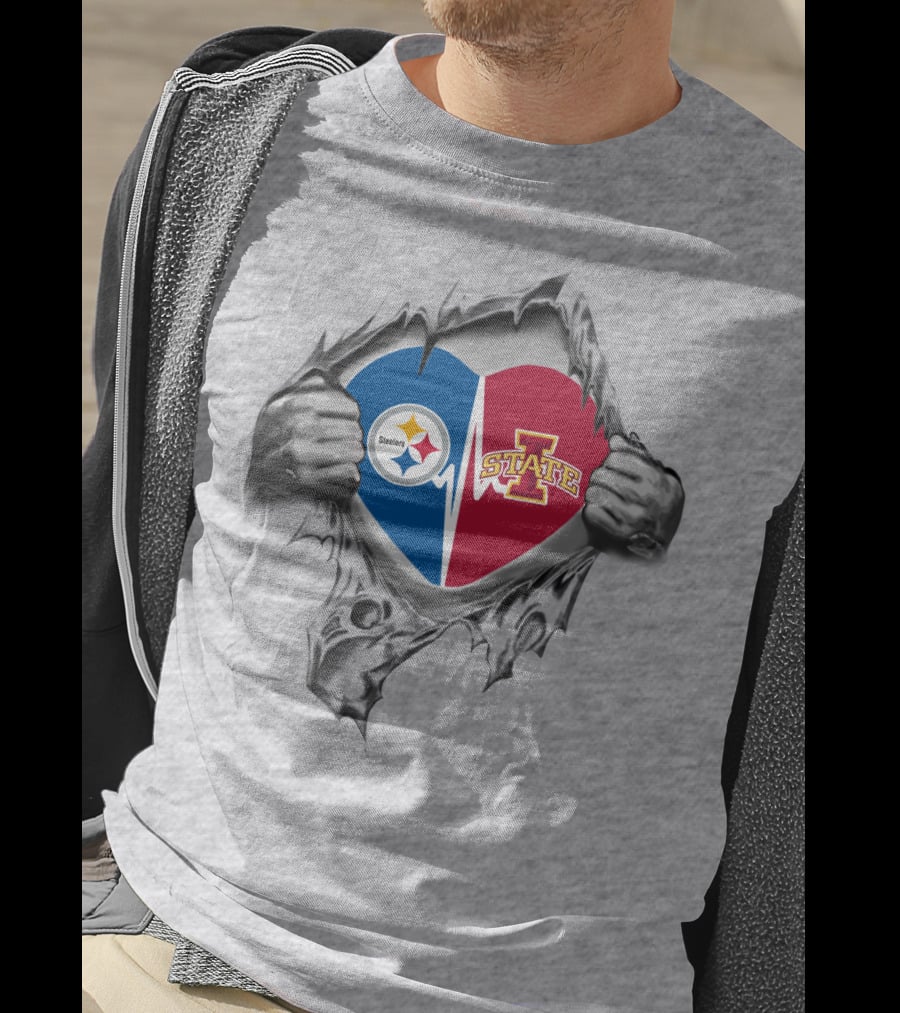 Heart Of Iowa State And Pittsburgh Steelers Loyalty T-Shirt