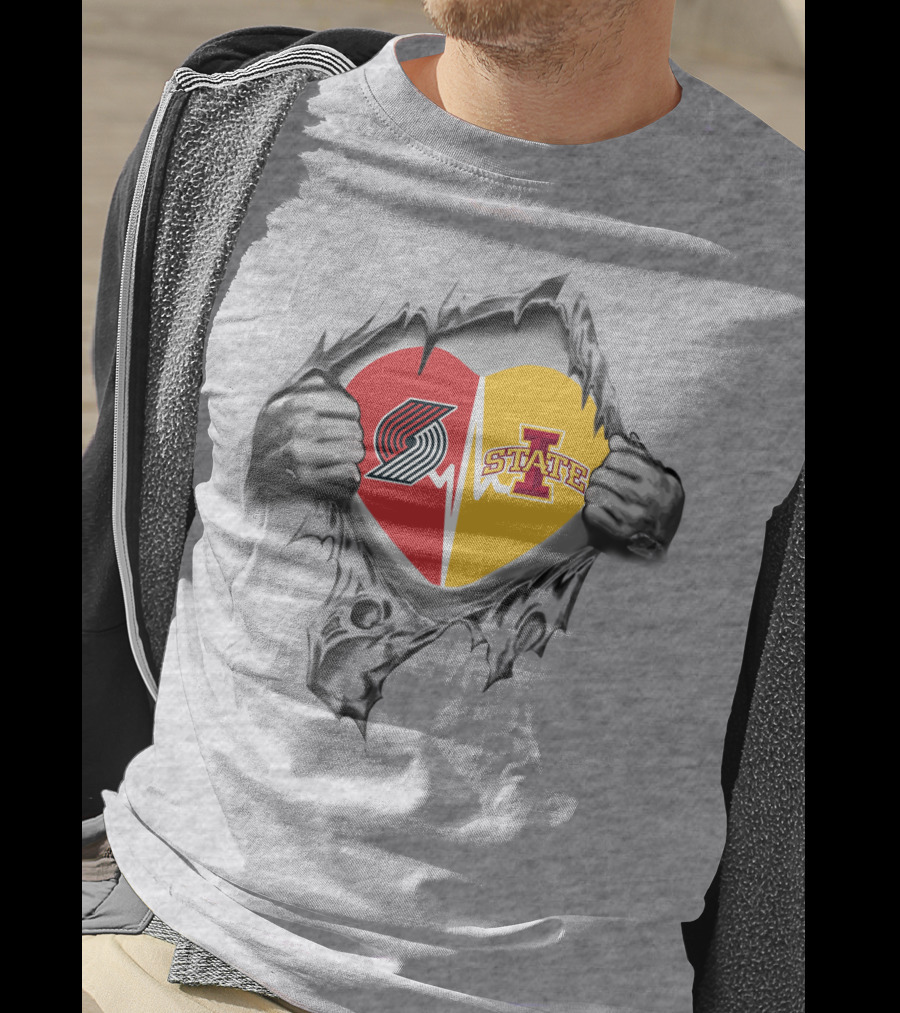 Iowa State Cyclones Portland Trail Blazers Split Heart T-Shirt