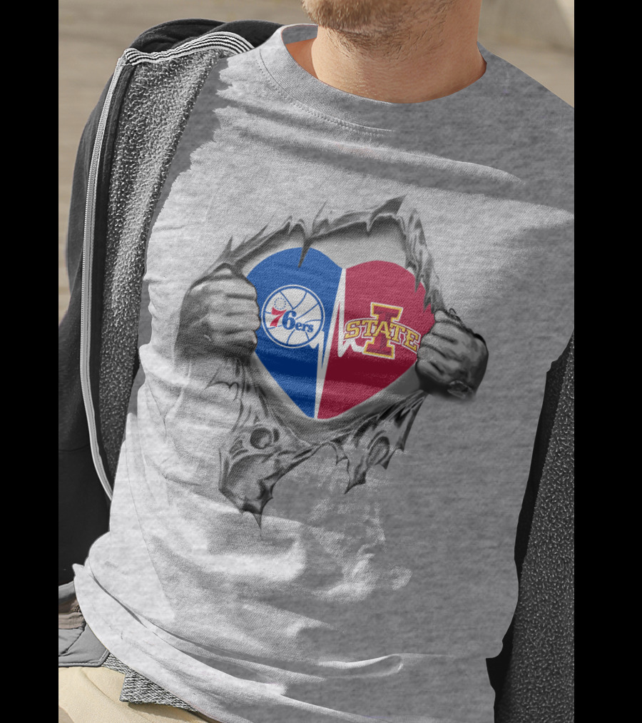 Philadelphia 76ers Iowa State Heart Logo Fusion T-Shirt