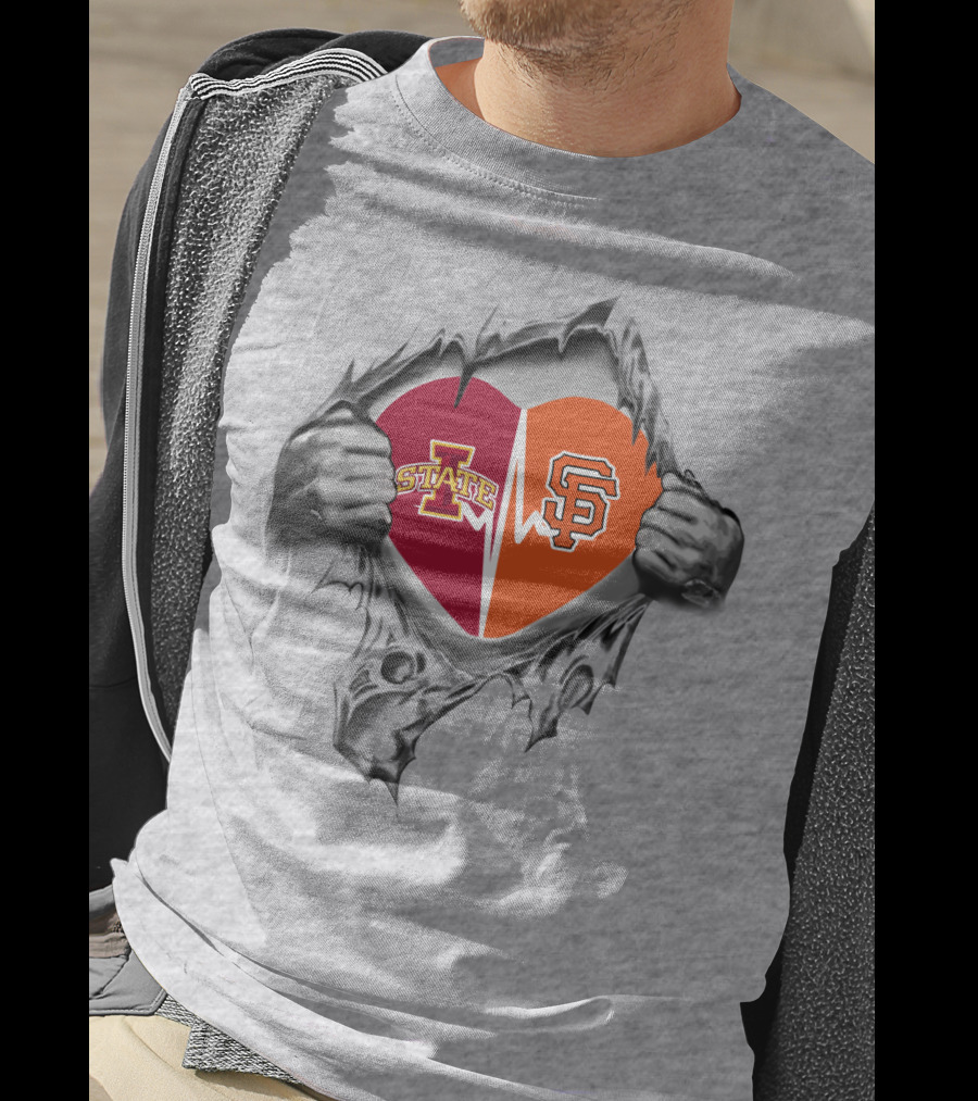 Iowa State Cyclones San Francisco Giants Split Heart T-Shirt