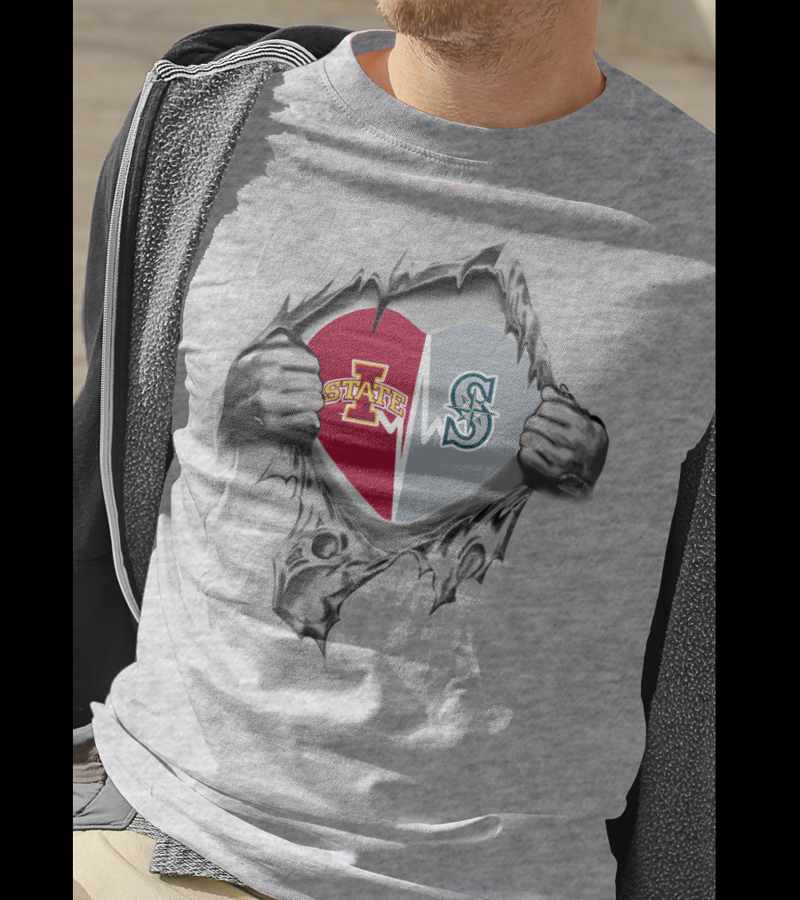 Iowa State Cyclones Seattle Mariners Heart Pullover T-Shirt