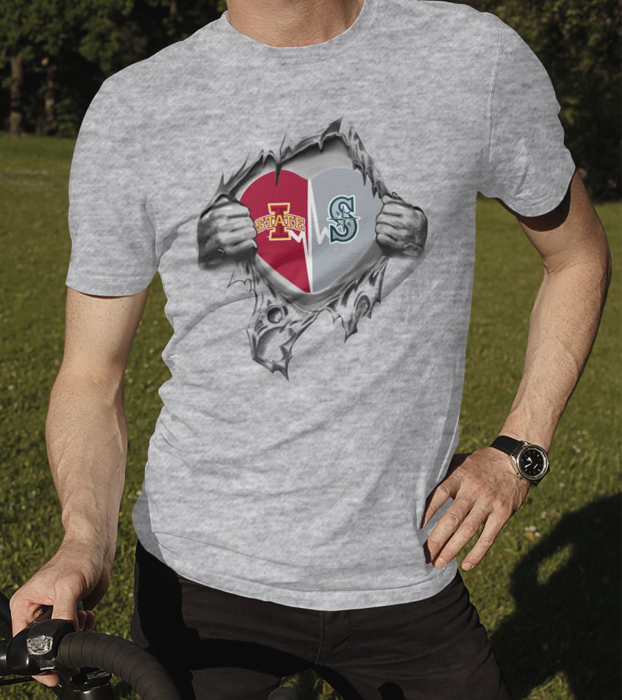 Iowa State Cyclones Seattle Mariners Heart Pullover T-Shirt