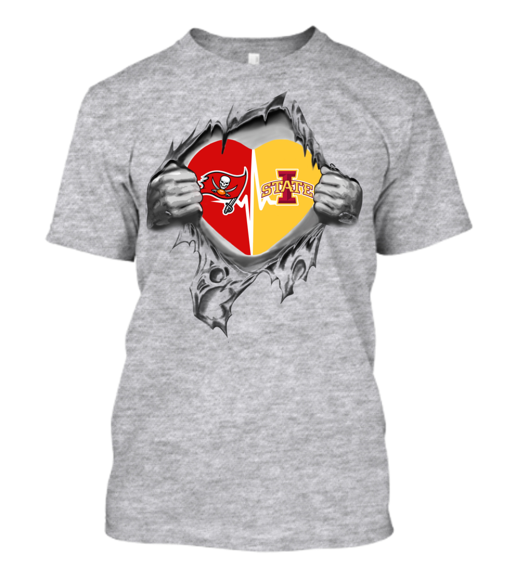 Iowa State Tampa Bay Buccaneers Heart Torn T-Shirt