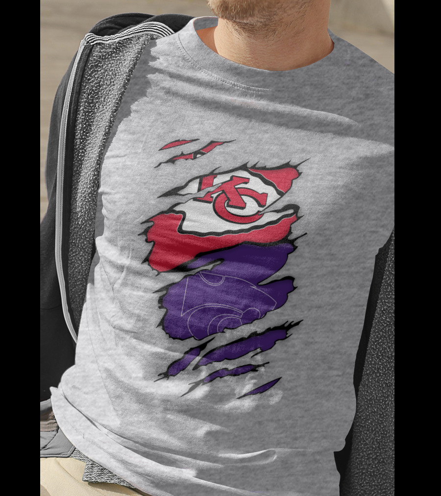Kansas City Chiefs And Kansas State Wildcats Logo Integration T-Shirt