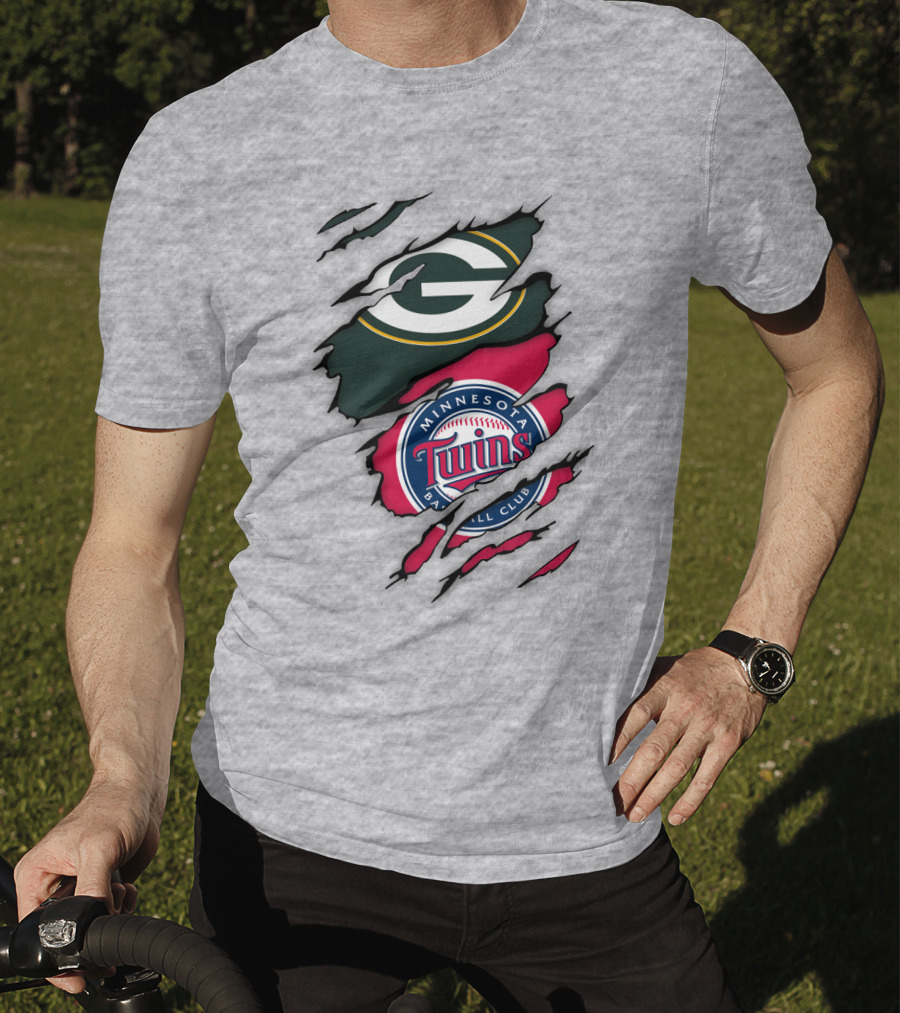 Minnesota Twins Baseball Club Green Bay Packers T-Shirt