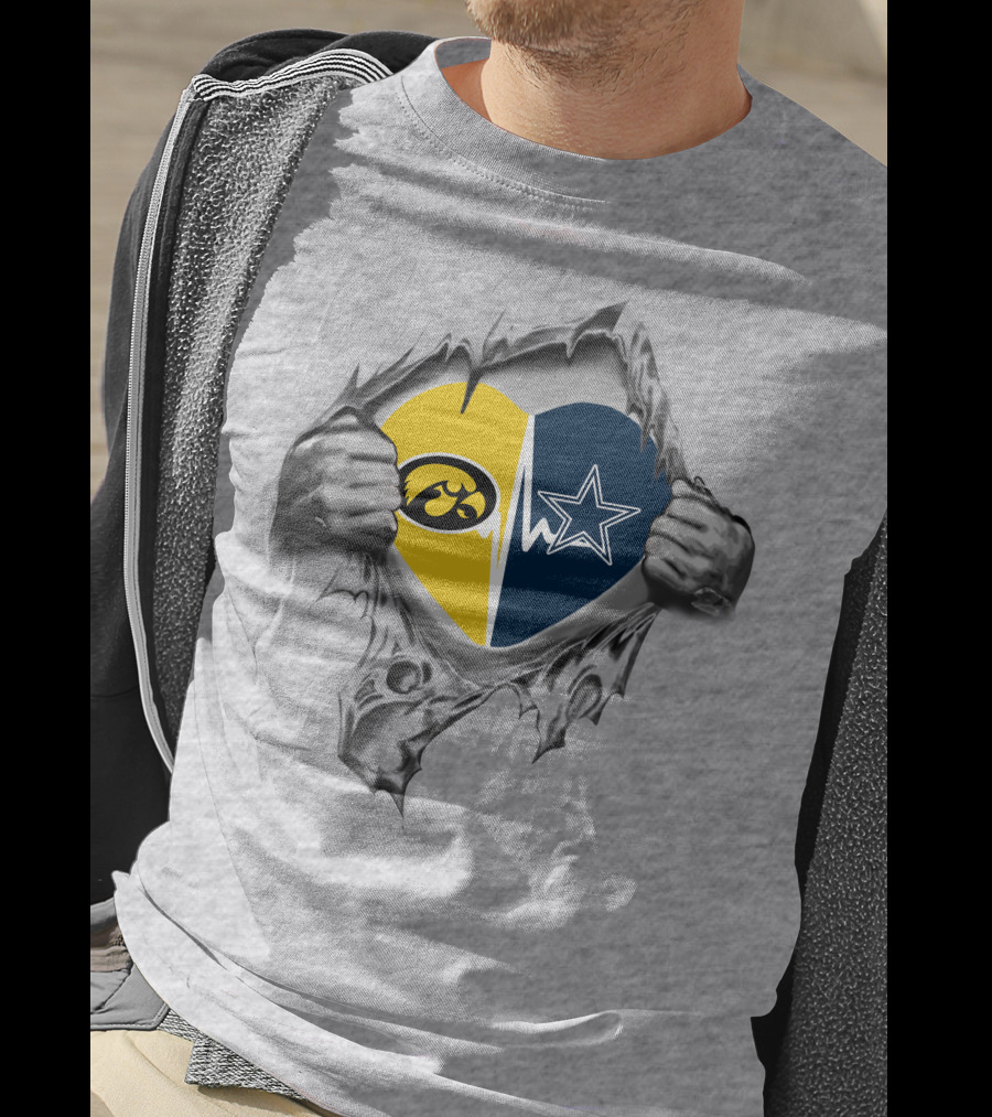 Dallas Cowboys Hawkeyes Heartbeat Torn Fabric T-Shirt