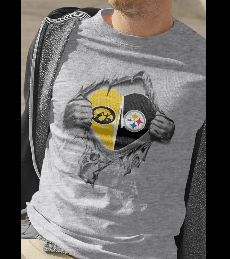 Pittsburgh Steelers Iowa Hawkeyes Heart T-Shirt