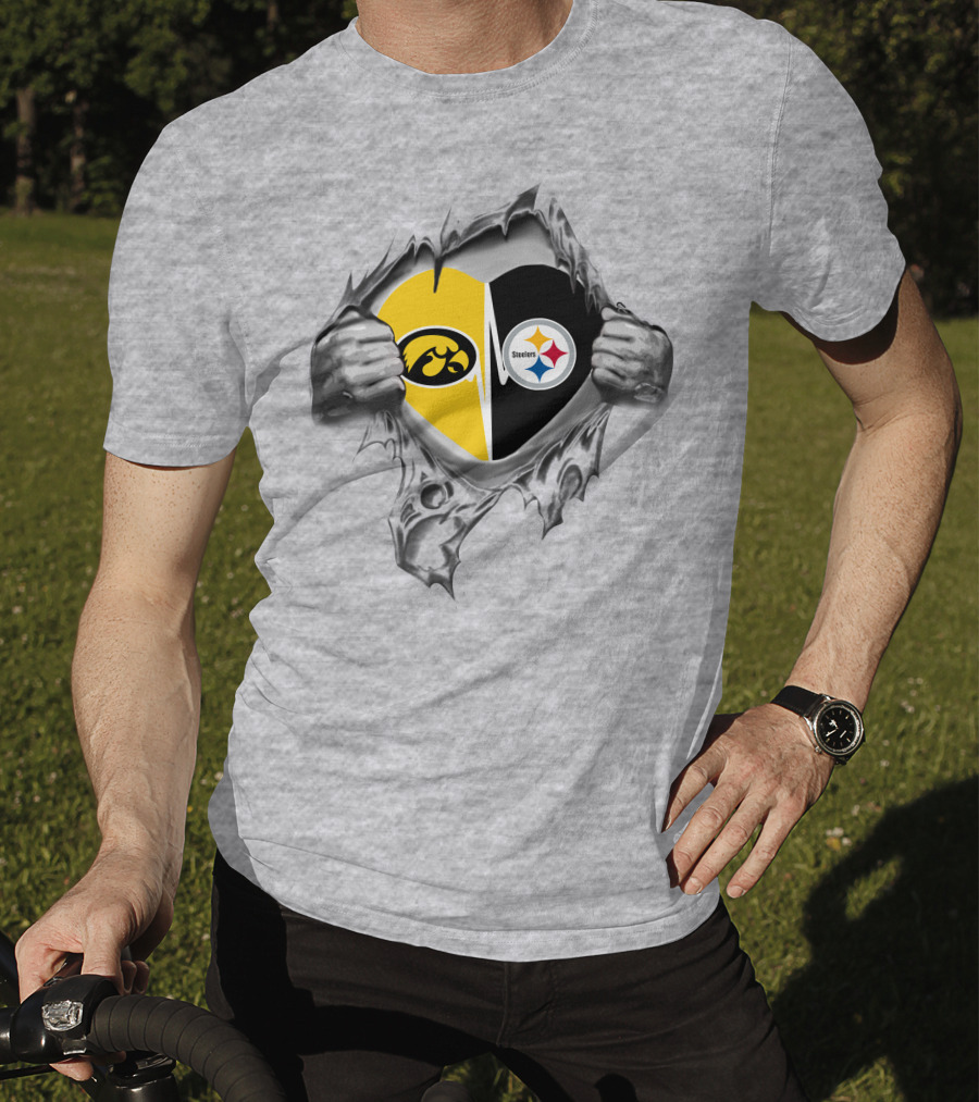 Pittsburgh Steelers Iowa Hawkeyes Heart T-Shirt