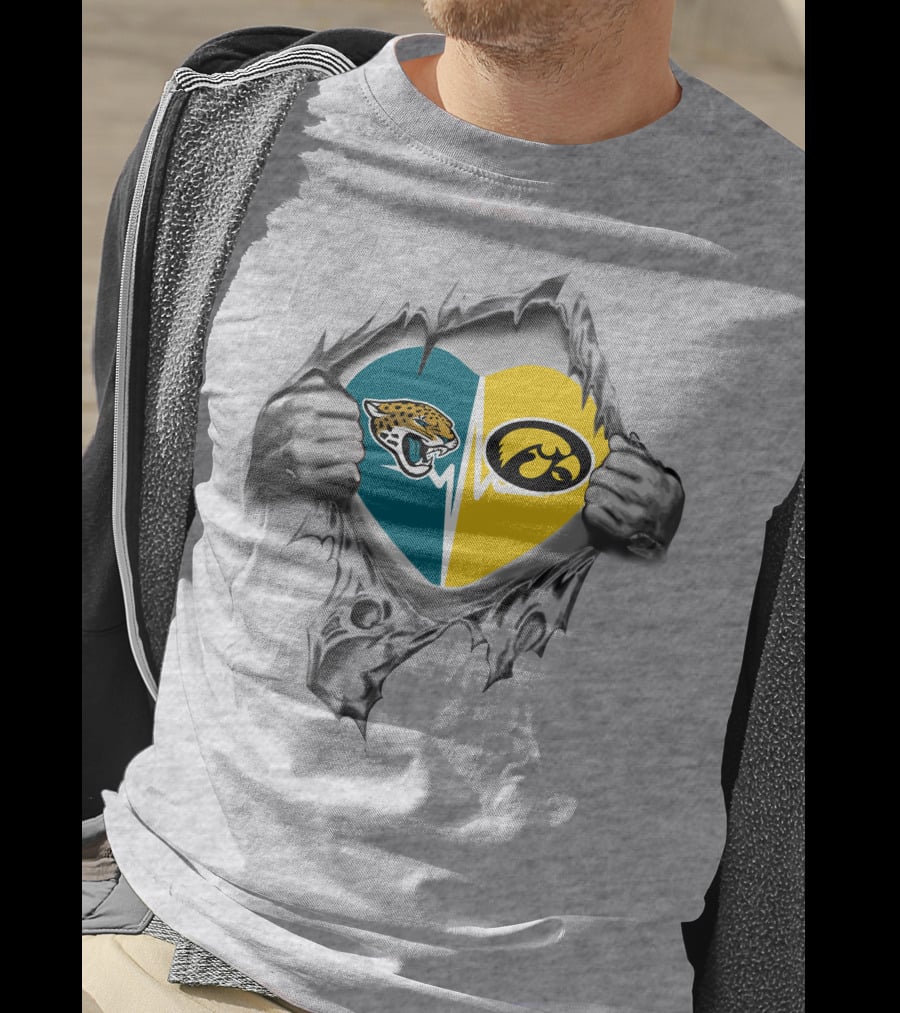 Jacksonville Jaguars Hawkeyes Heart Tear T-Shirt