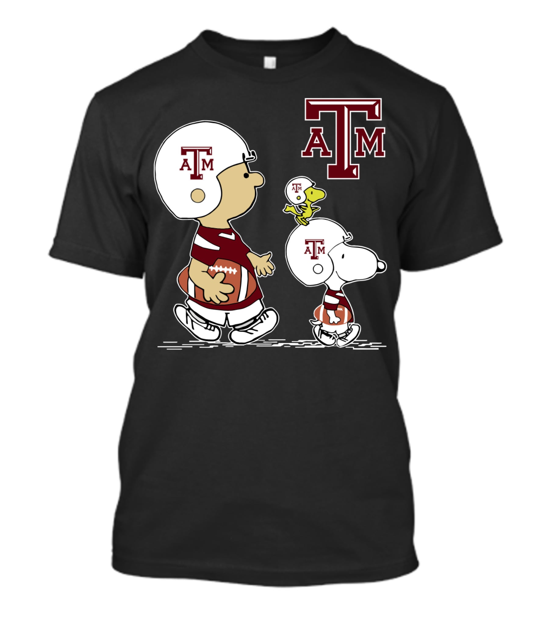 Texas A&M Aggies Peanuts Football Characters Snoopy Charlie Brown Woodstock T-Shirt