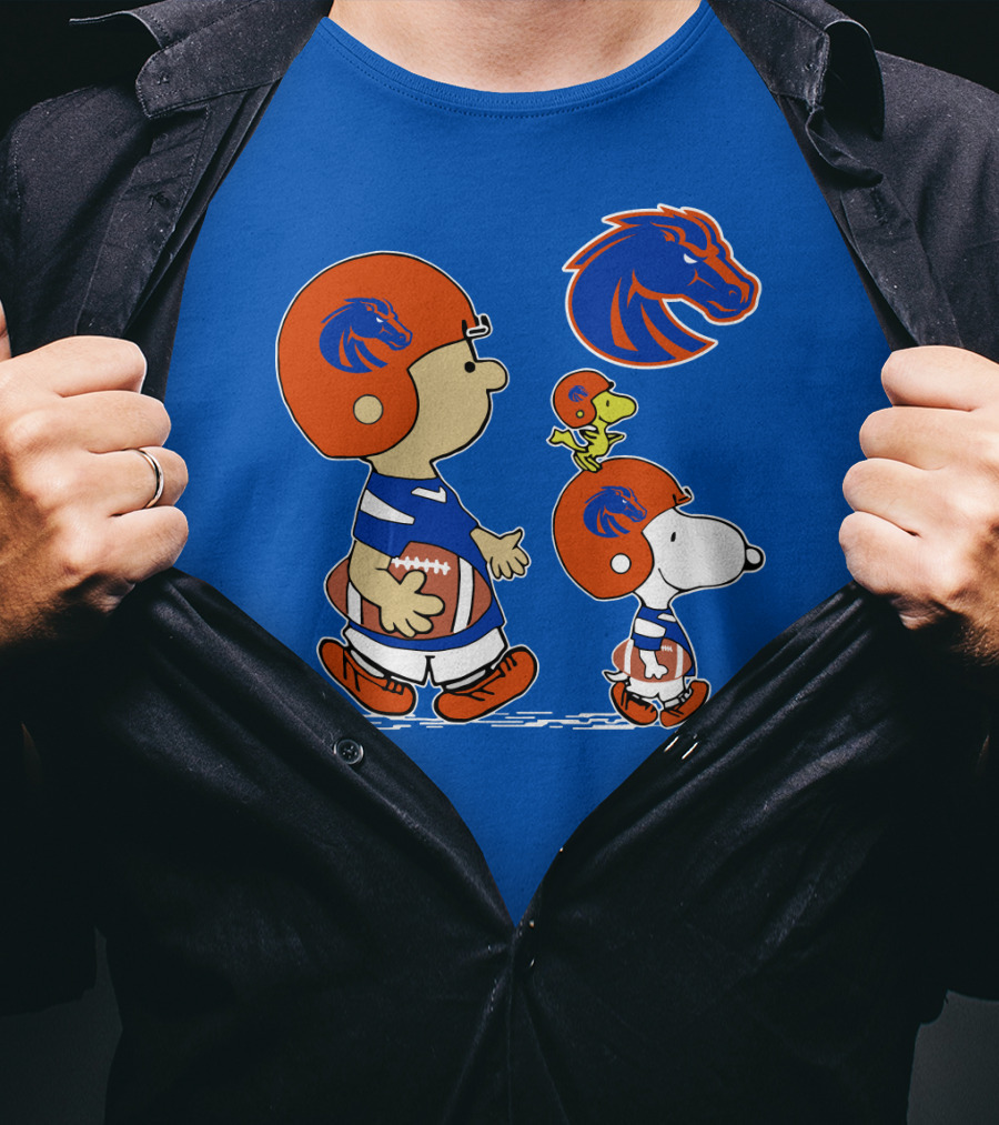 Boise State Broncos Football Characters With Helmets And Mascot T-Shirt