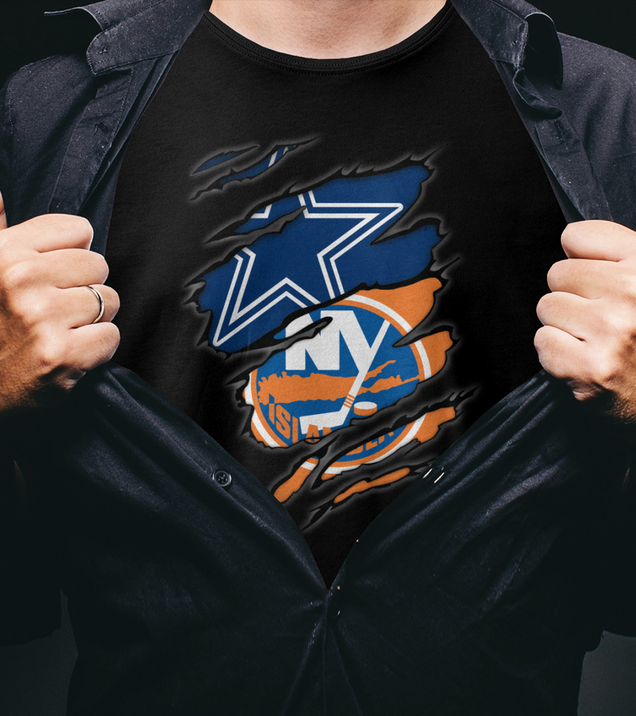 Dallas Cowboys New York Islanders Logo Mashup T-Shirt