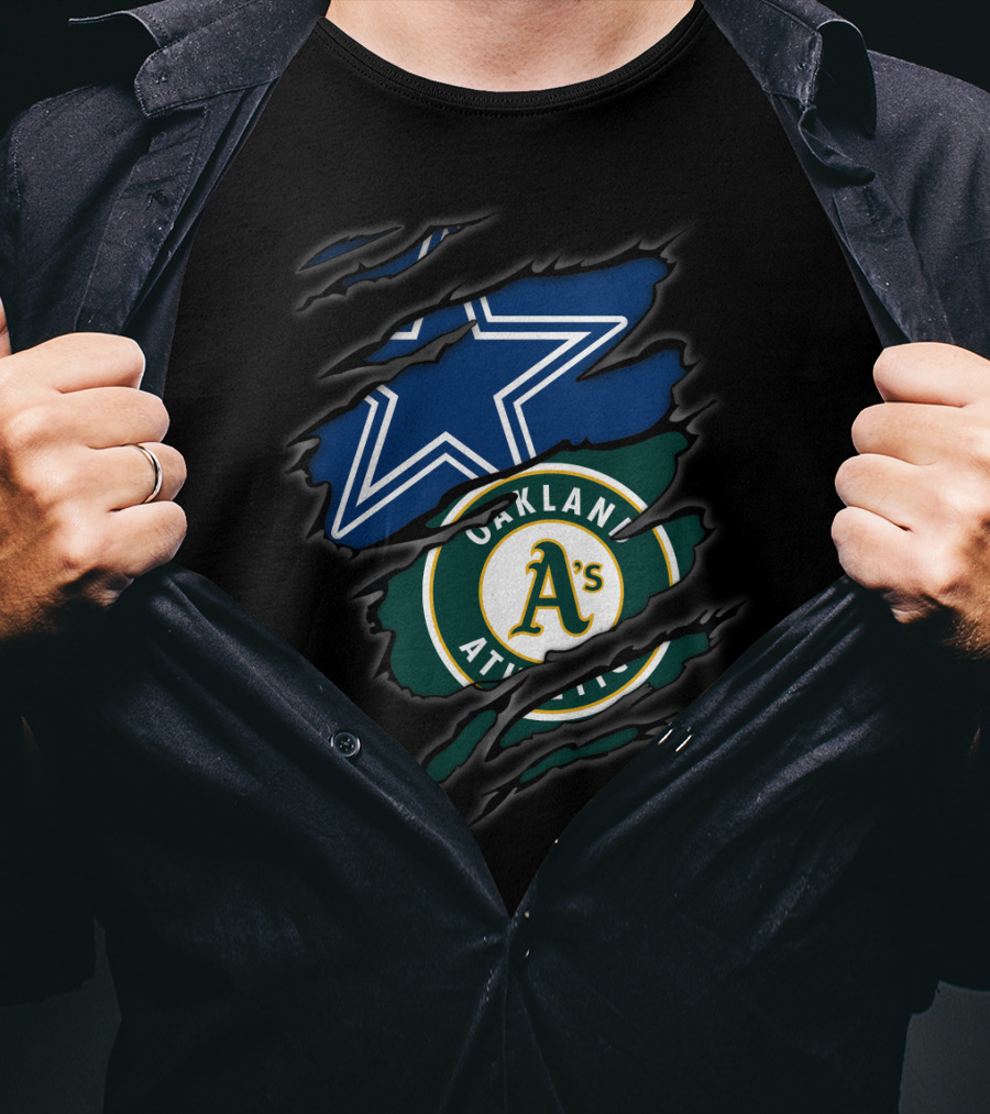 Cowboys Oakland Athletics Dallas Star And A's Logo Fusion T-Shirt