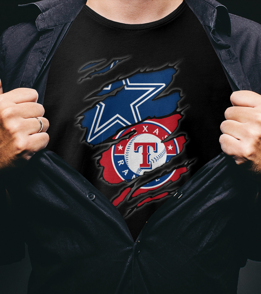 Dallas Cowboys And Texas Rangers Logos Fusion T-Shirt