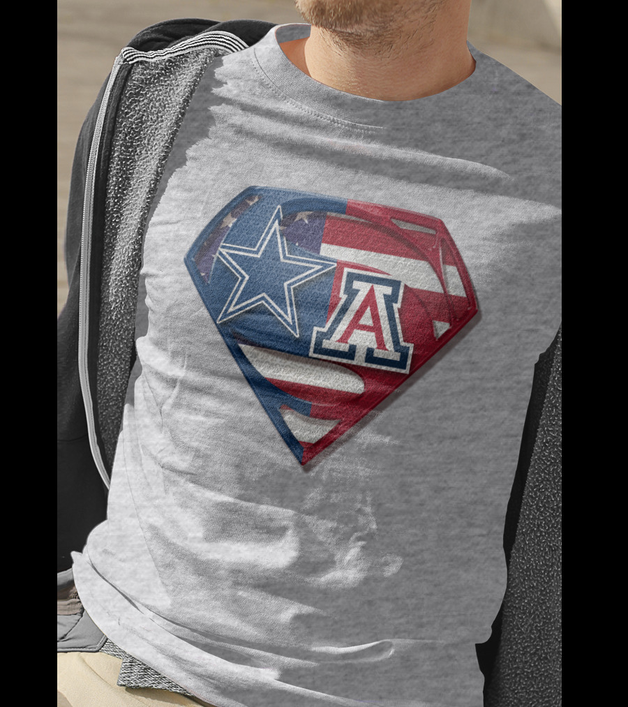 Dallas Cowboys Arizona Wildcats Superman Logo American Flag T-Shirt