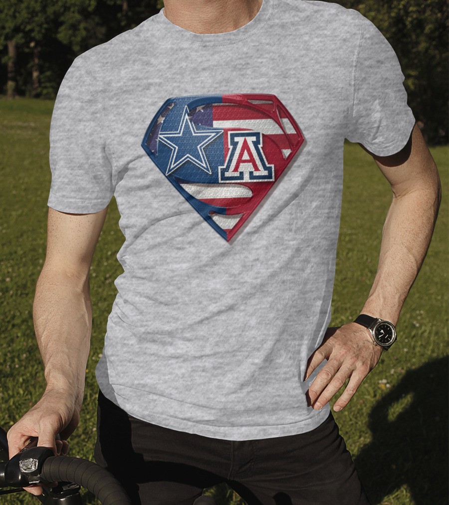Dallas Cowboys Arizona Wildcats Superman Logo American Flag T-Shirt