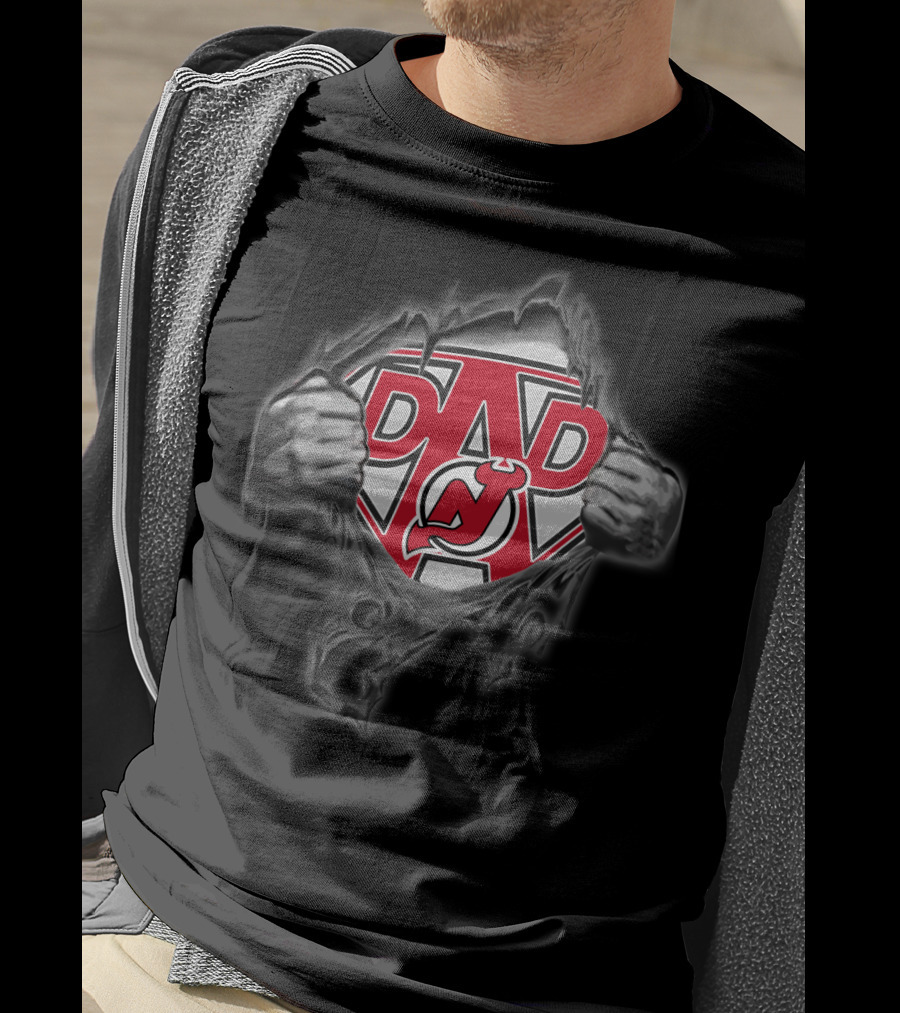 Devils Dad Superhero Fan Logo Reveal T-Shirt