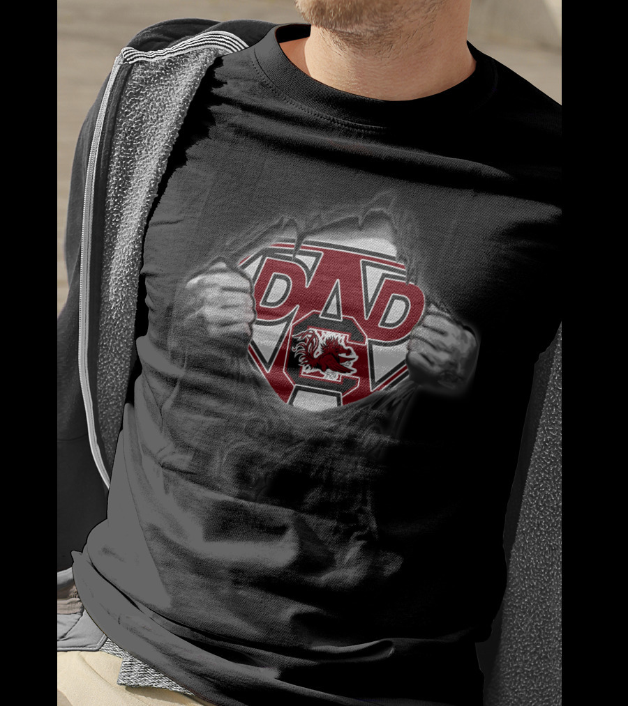 Dad Gamecocks Super Dad Logo Emblem T-Shirt