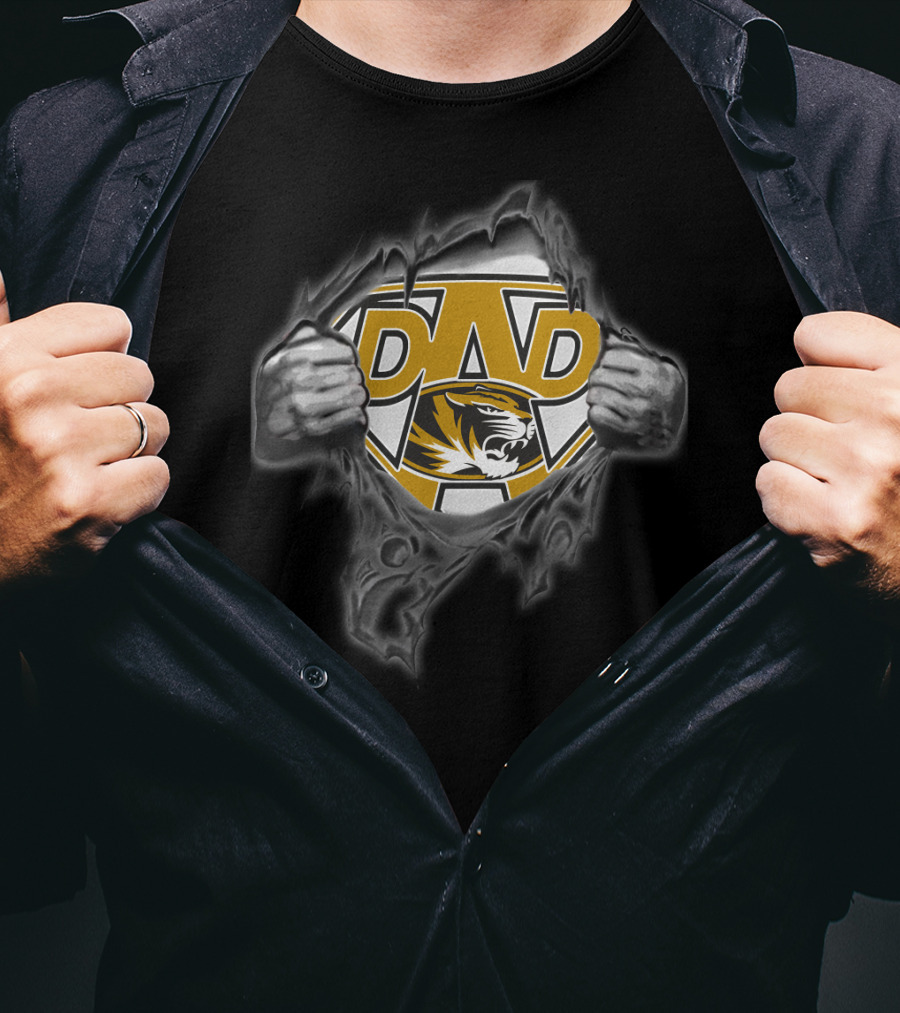 Missouri Tigers Dad Superhero Logo With Tiger Emblem T-Shirt