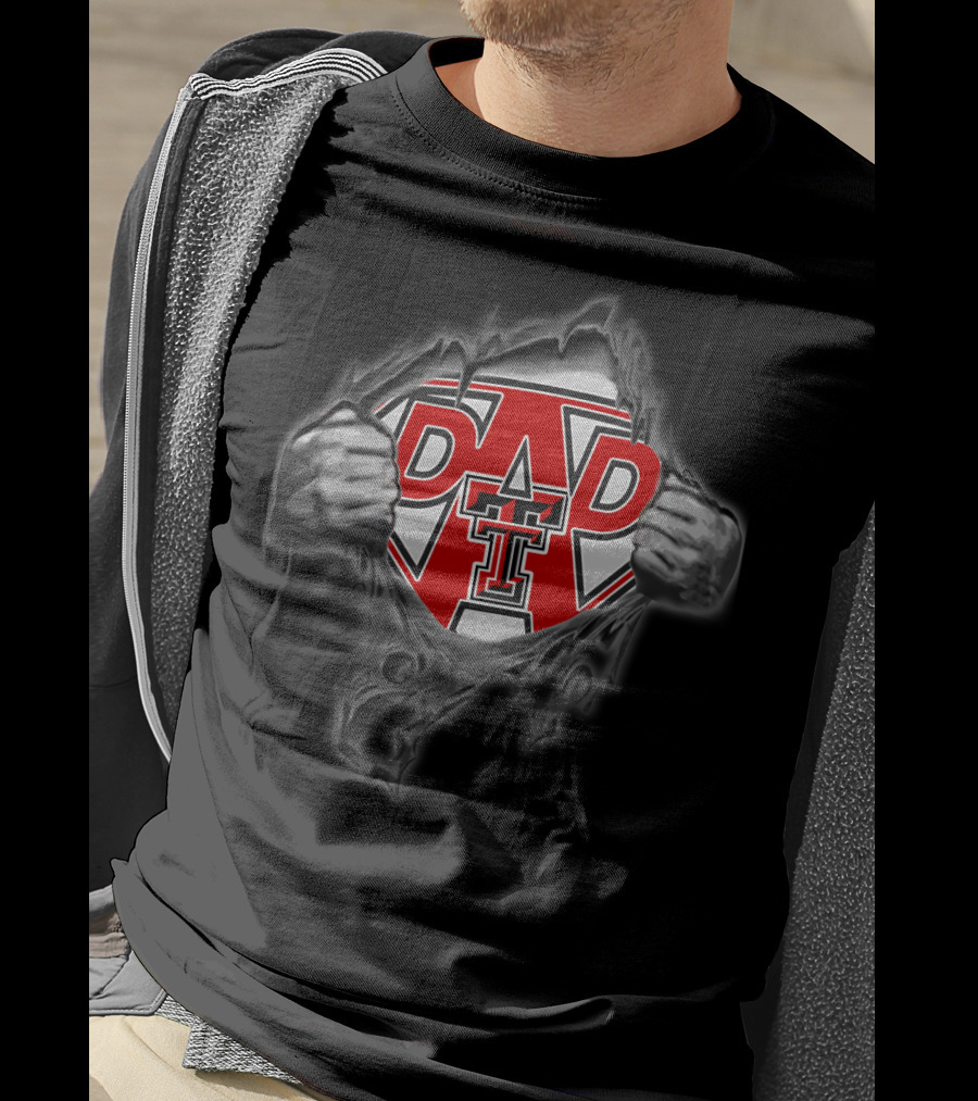 Texas Tech University Red Raiders Dad Superhero Emblem T-Shirt