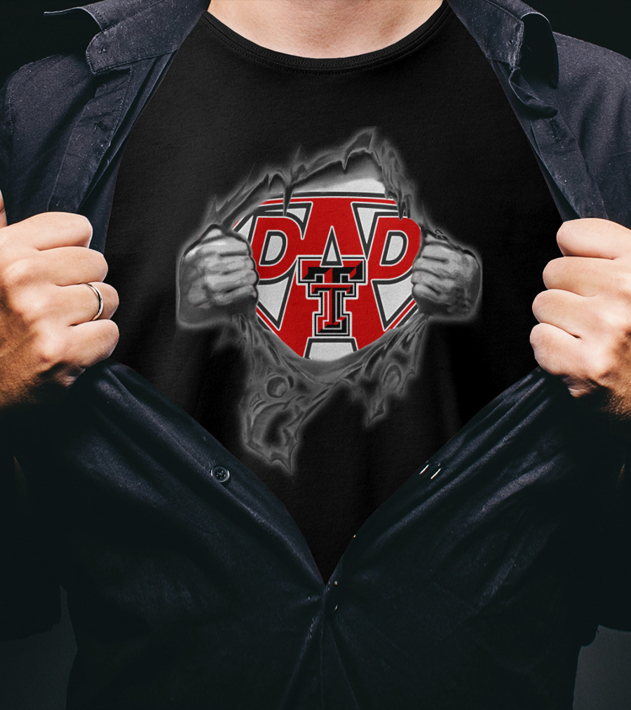 Texas Tech University Red Raiders Dad Superhero Emblem T-Shirt