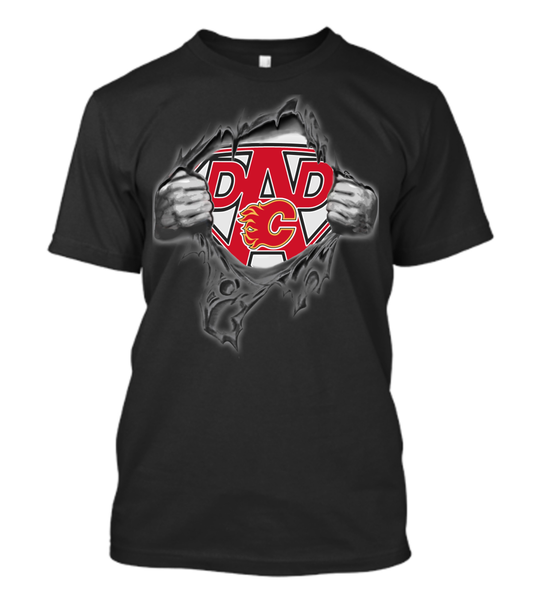 Calgary Flames Super Dad Logo Hero T-Shirt