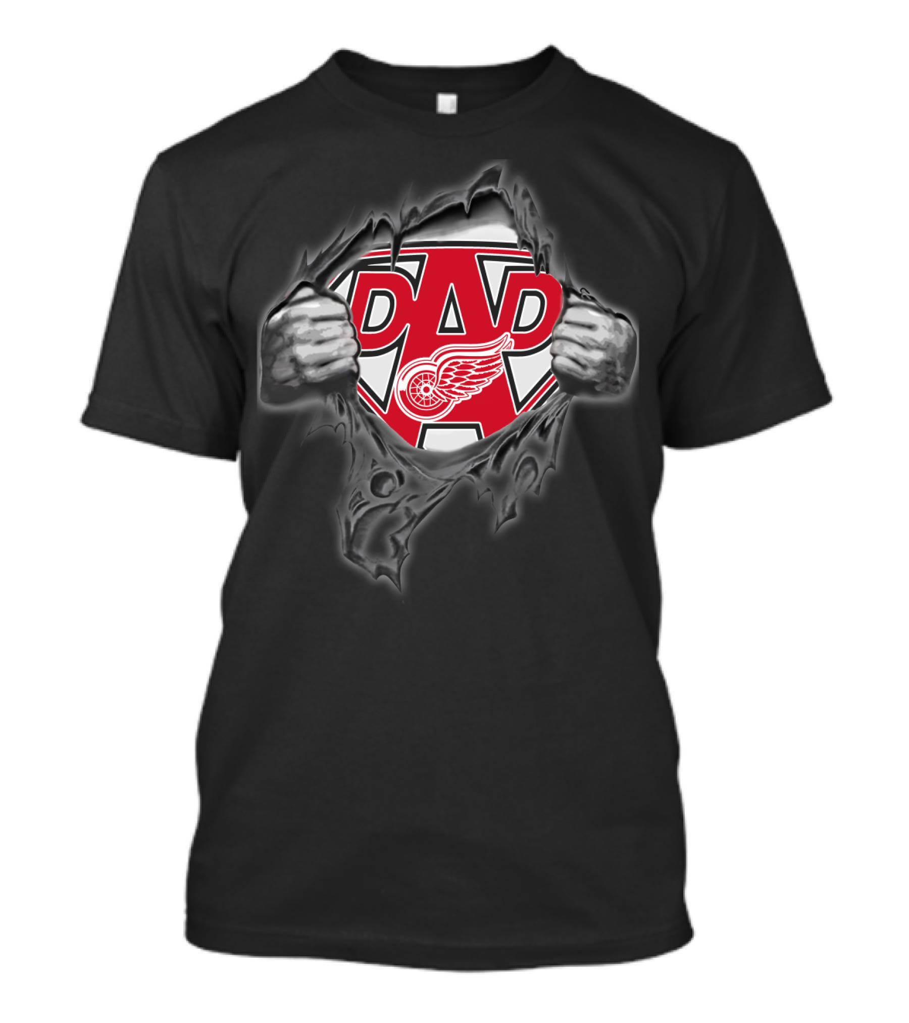 Detroit Red Wings Dad Superhero Emblem T-Shirt
