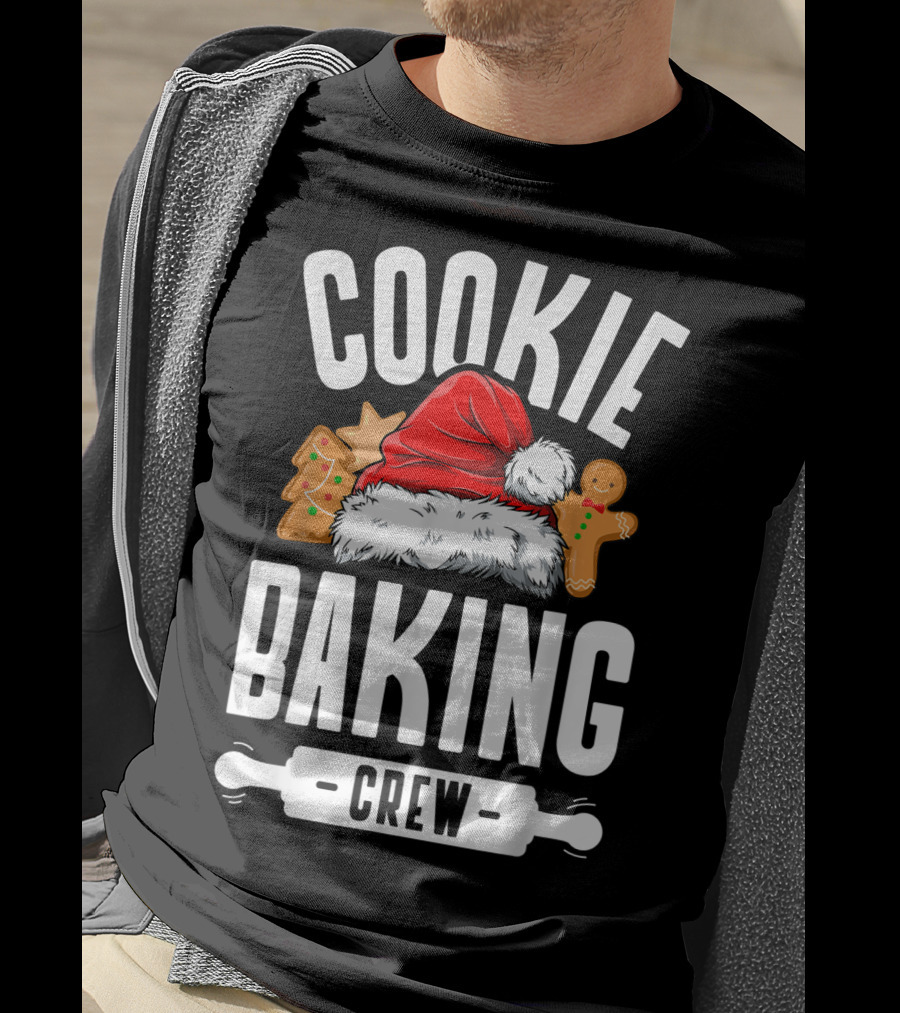 Cookie Baking Crew Christmas Santa Hat Gingerbread Family T-Shirt