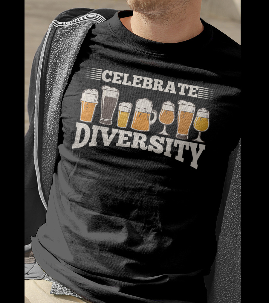 Celebrate Diversity Beer Variety Glasses T-Shirt